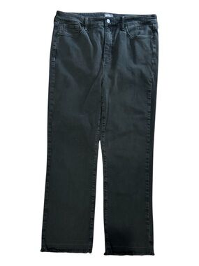 NYDJ Marilyn Straight Leg Jeans Black Frayed Hem Size 16